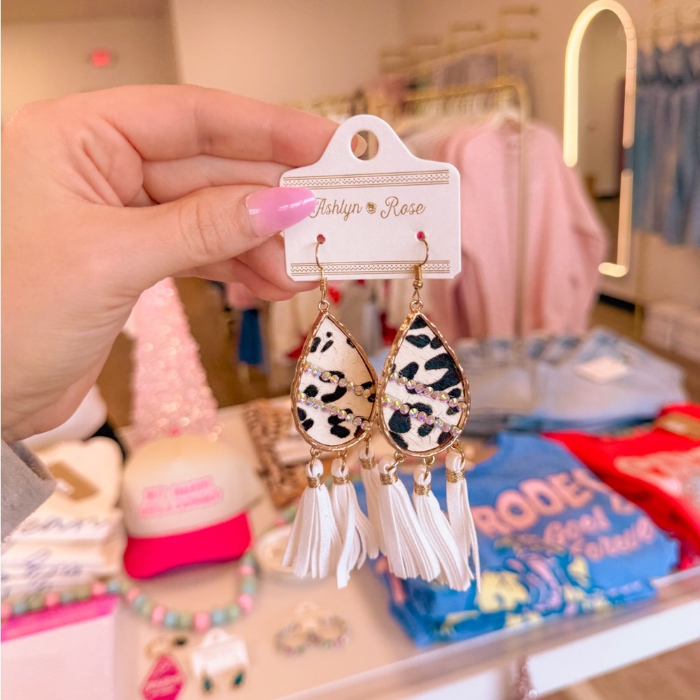 Leopard Print Tassel Earrings